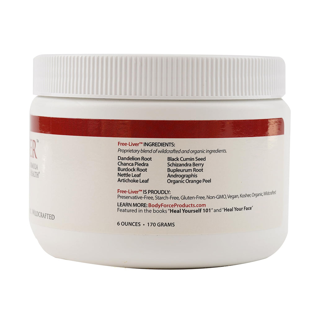 Body Force Liver Formula Powder packaging highlights convenient daily use.