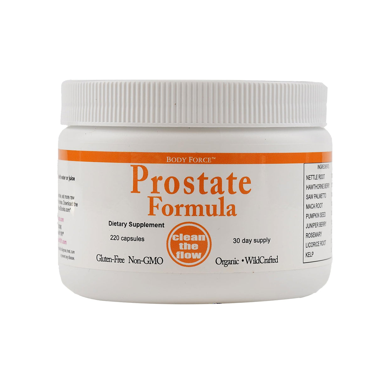 Body Force Prostate Formula capsules bottle highlighting plant-based wellness.