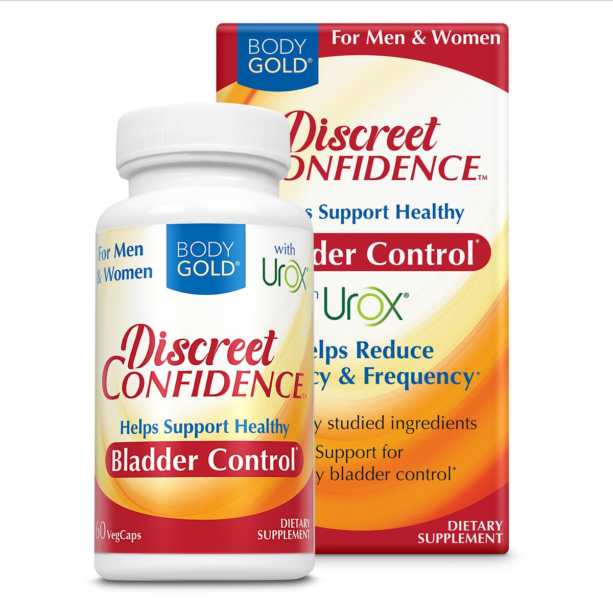 Body Gold Discreet Confidence bottle front for bladder support