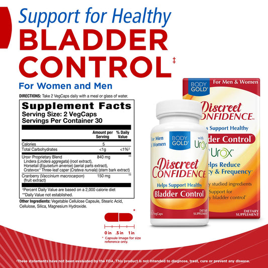 Body Gold Discreet Confidence capsules for daily bladder support