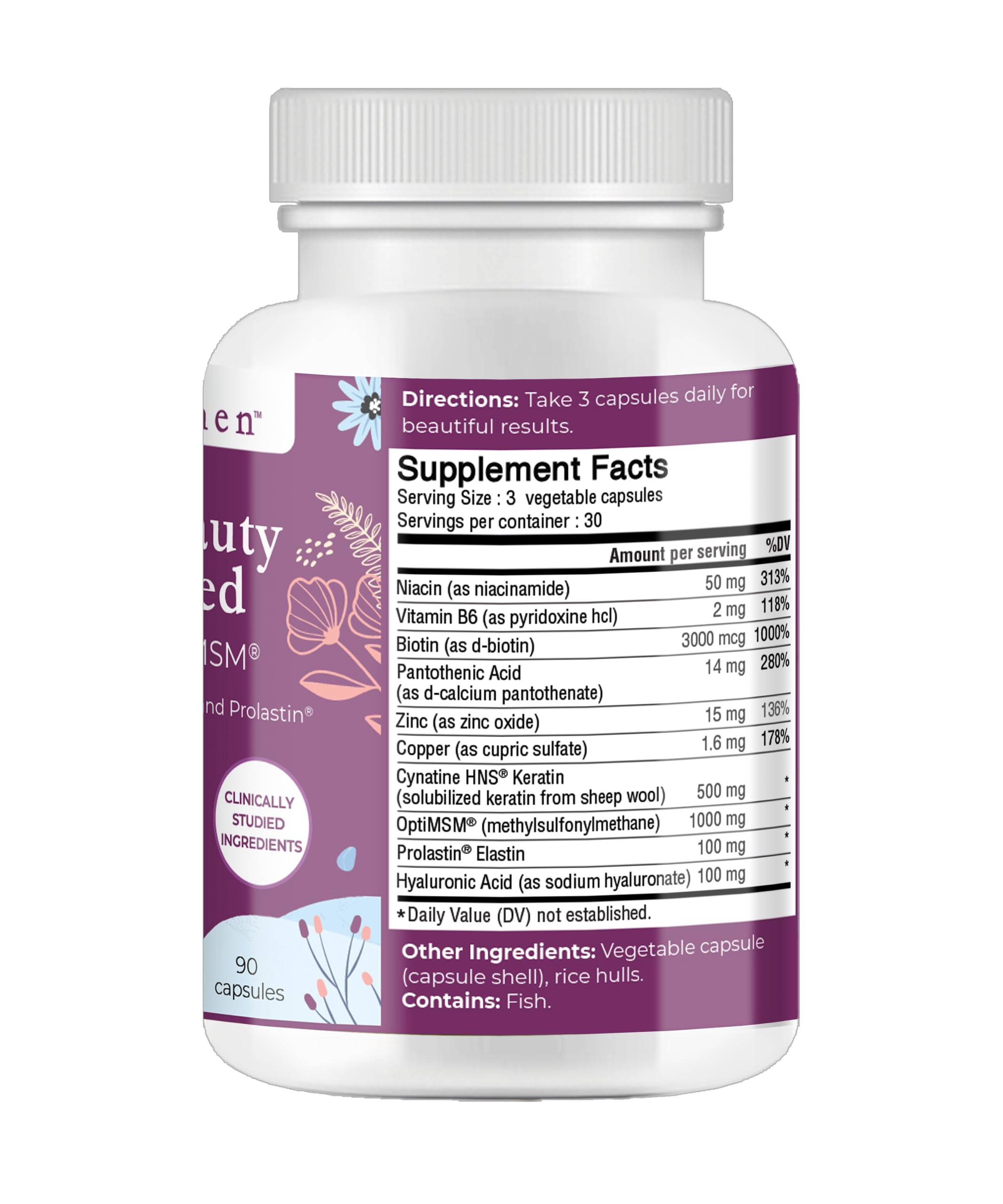 Body Kitchen Total Beauty Advanced biotin-hyaluronic acid capsule supports skin hydration and elasticity.