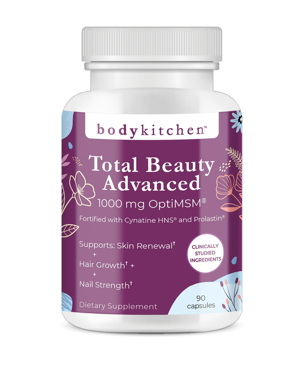 Body Kitchen Total Beauty Advanced elastin-keratin capsule supports hair vitality.