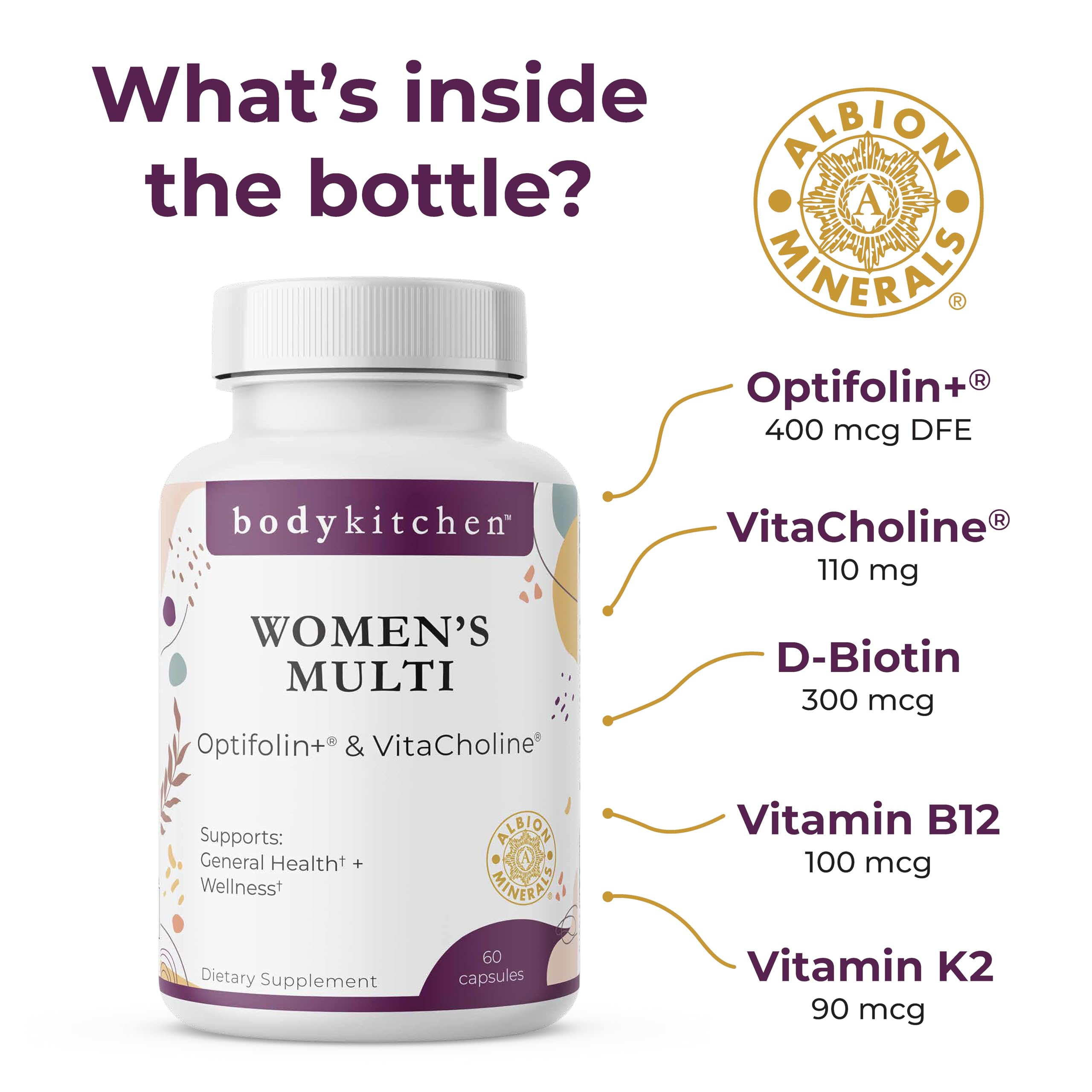 Body Kitchen label close-up showing Optifolin+ and VitaCholine