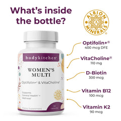 Body Kitchen label close-up showing Optifolin+ and VitaCholine
