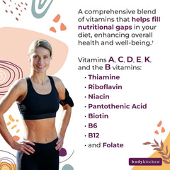 Body Kitchen ingredients card showing 22 essential nutrients and antioxidants