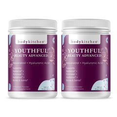 Body Kitchen Youthful Beauty Advanced powder being poured for daily skin support