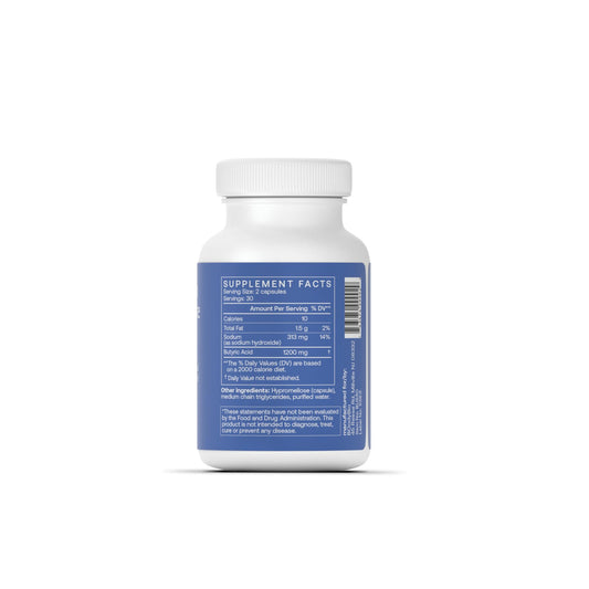 BodyBio Butyrate capsules pack ready for daily digestive support.