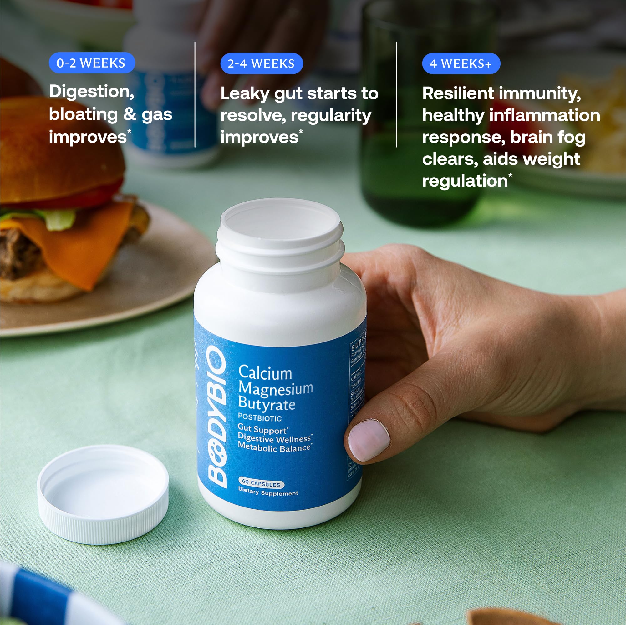 BodyBio Butyrate third-party testing seal on label