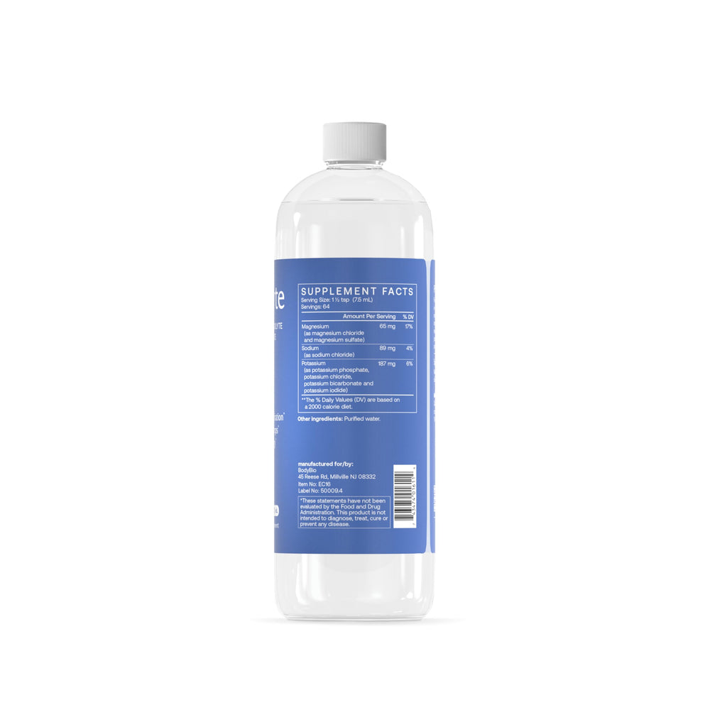 BodyBio e-Lyte liquid concentrate ready to measure for precise hydration.