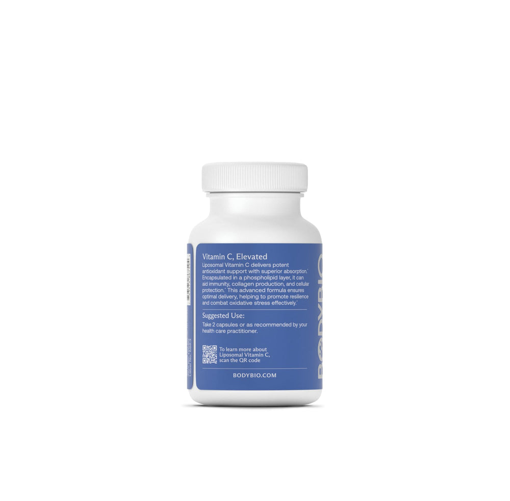 BodyBio Liposomal Vitamin C capsules close-up for daily antioxidant support