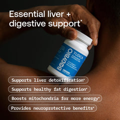 BodyBio TUDCA bottle pour demonstrating easy daily dosing.