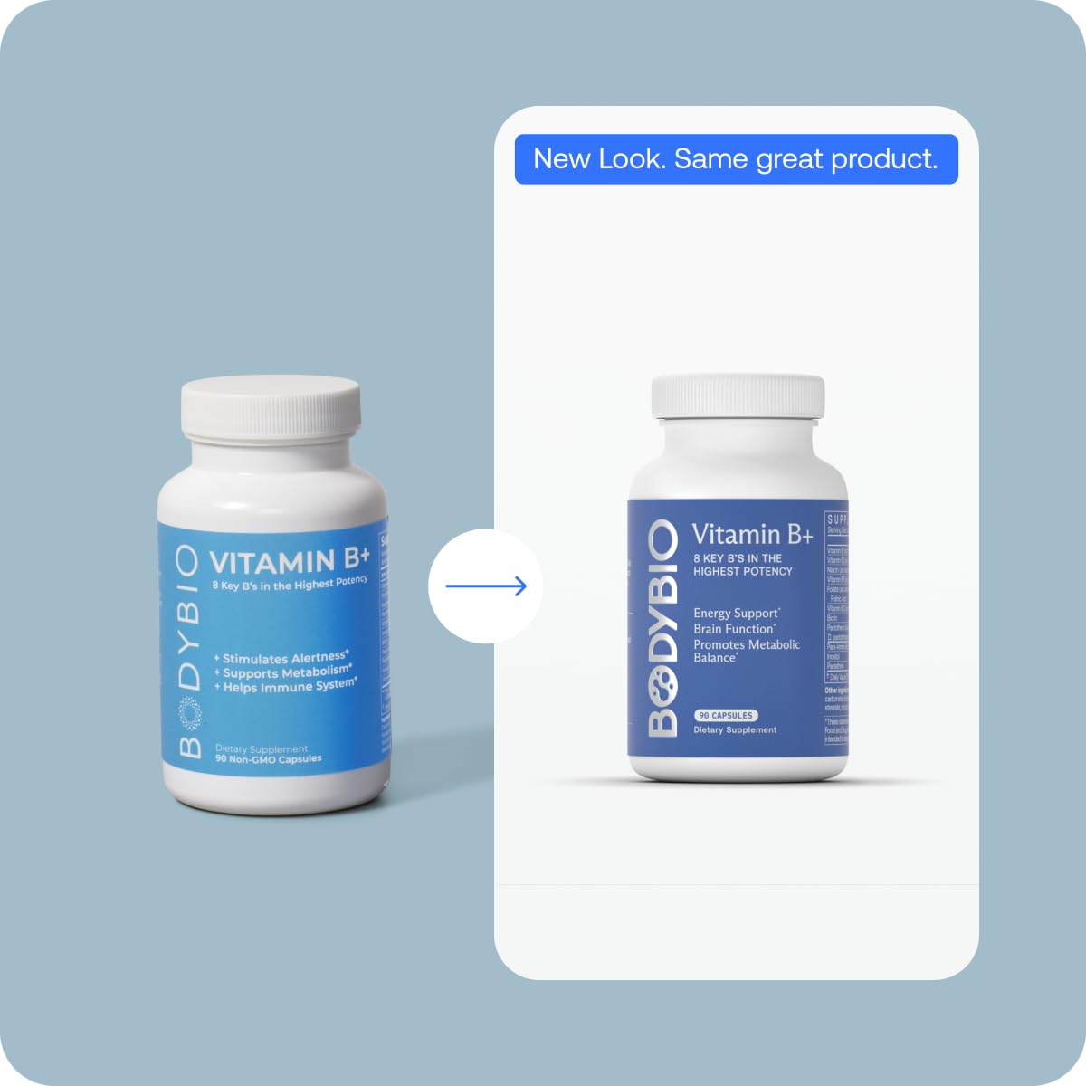 BodyBio Vitamin B+ bottle pouring shot for convenient daily use