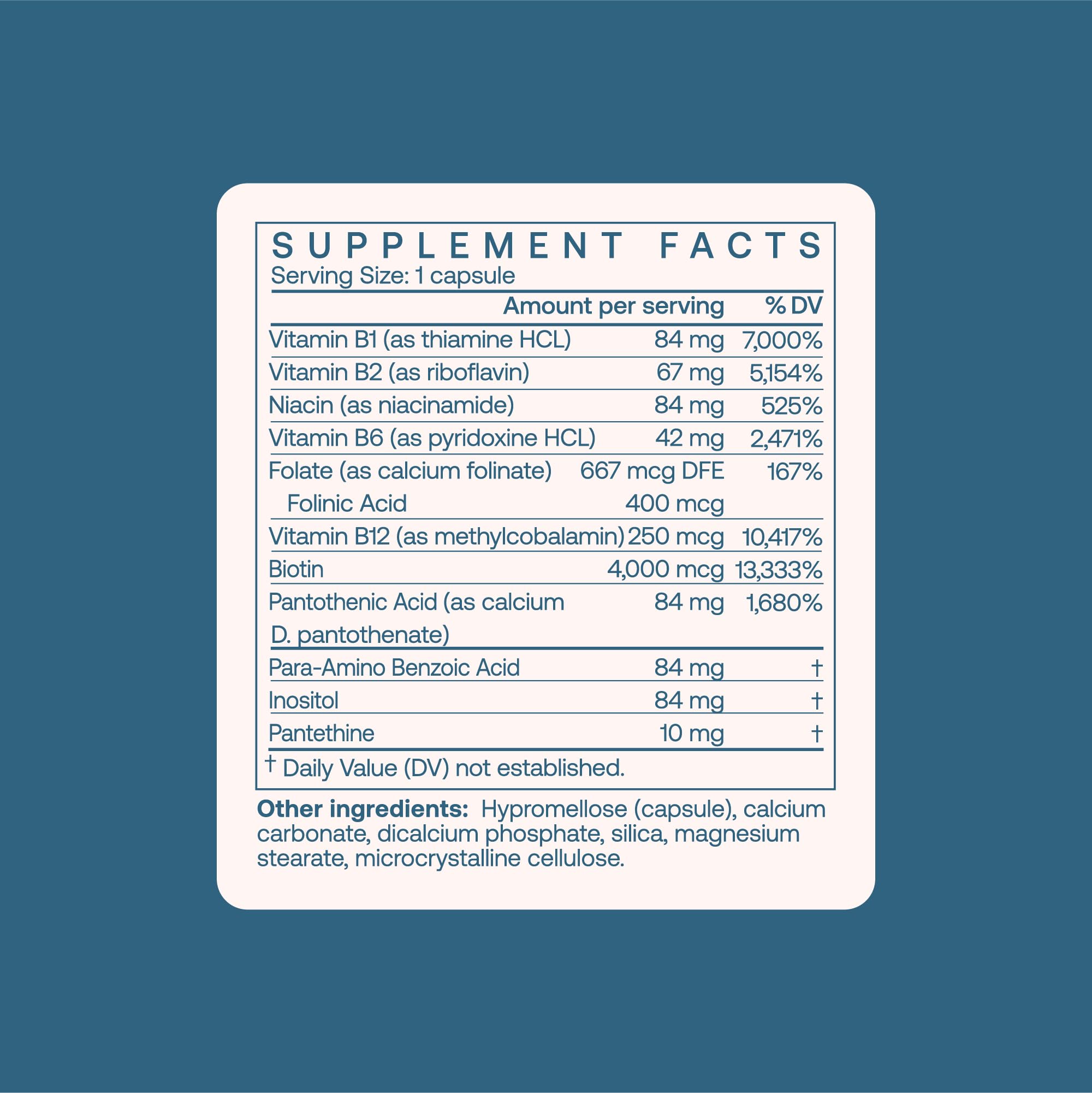 BodyBio Vitamin B+ ingredients panel highlights pure formula with no synthetic folic acid