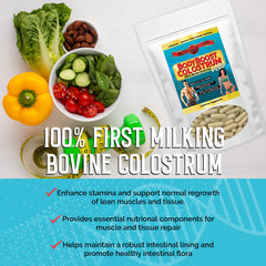 BodyBoost Colostrum Capsules poured into smoothie demonstrates easy mix into beverages.