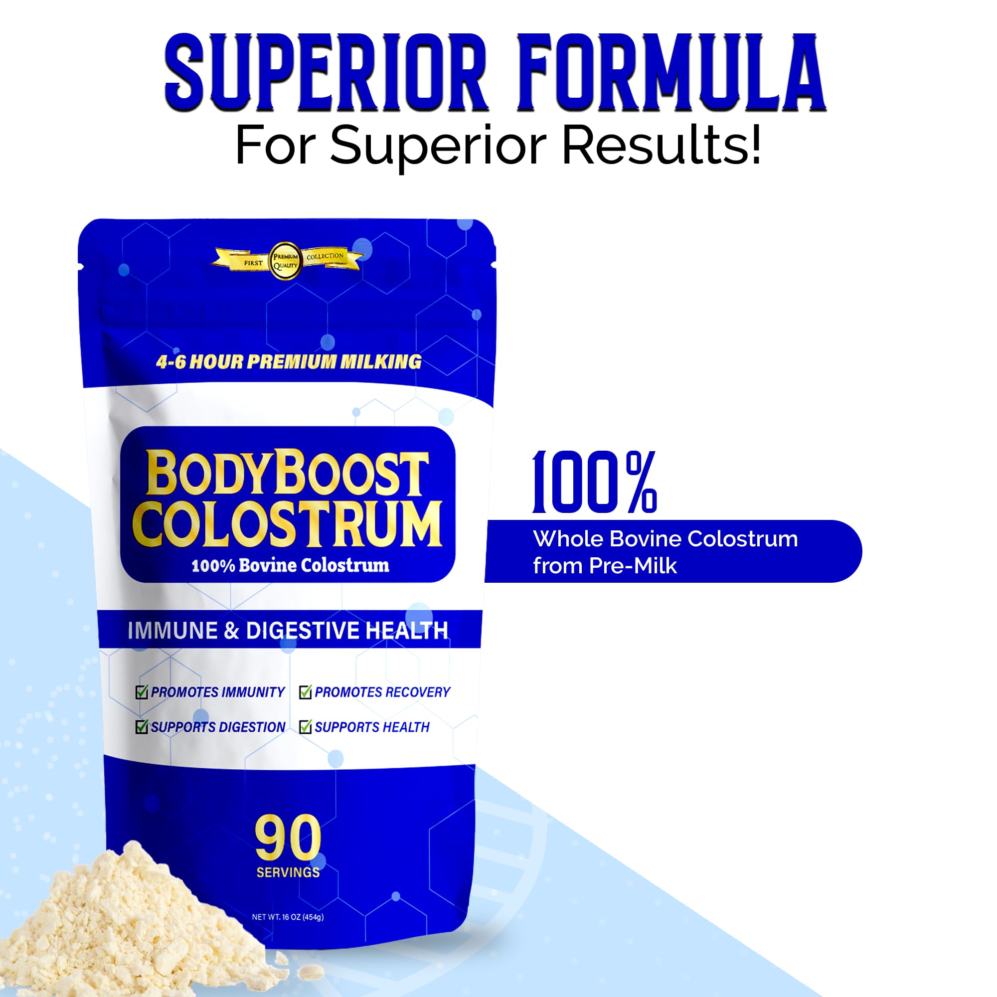 BodyBoost Colostrum powder stirred into oats for breakfast nourishment