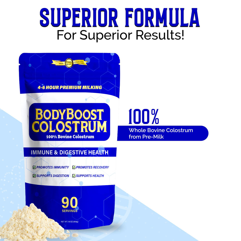 BodyBoost Colostrum powder stirred into oats for breakfast nourishment