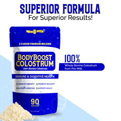 BodyBoost Colostrum powder stirred into oats for breakfast nourishment