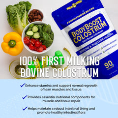 BodyBoost Colostrum powder whisked with water for a quick supplement