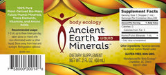 Body Ecology Ancient Earth Minerals label closeup emphasizes natural, non-GMO mineral blend.