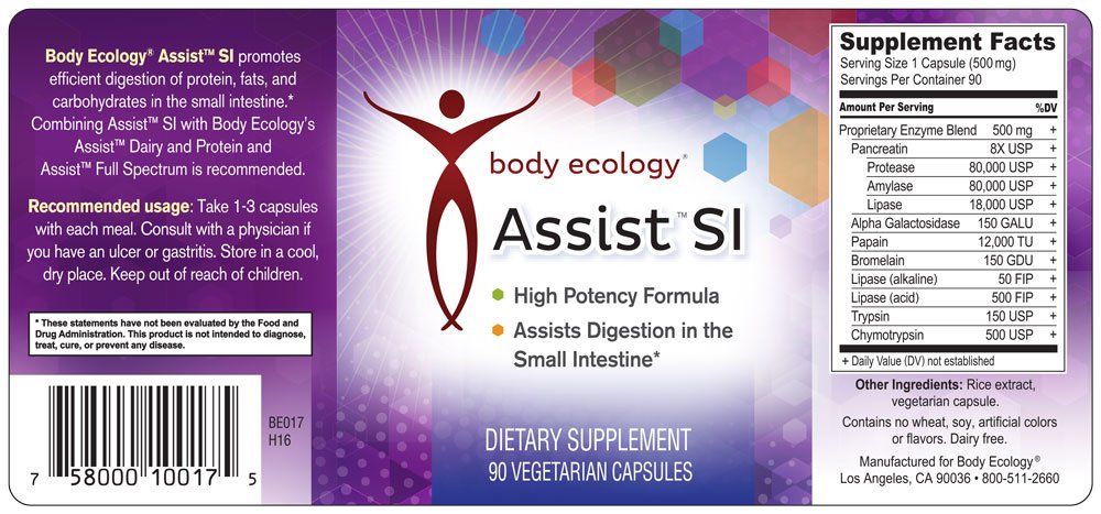 Bodycology Assist SI capsules close-up highlighting small intestine digestion aid