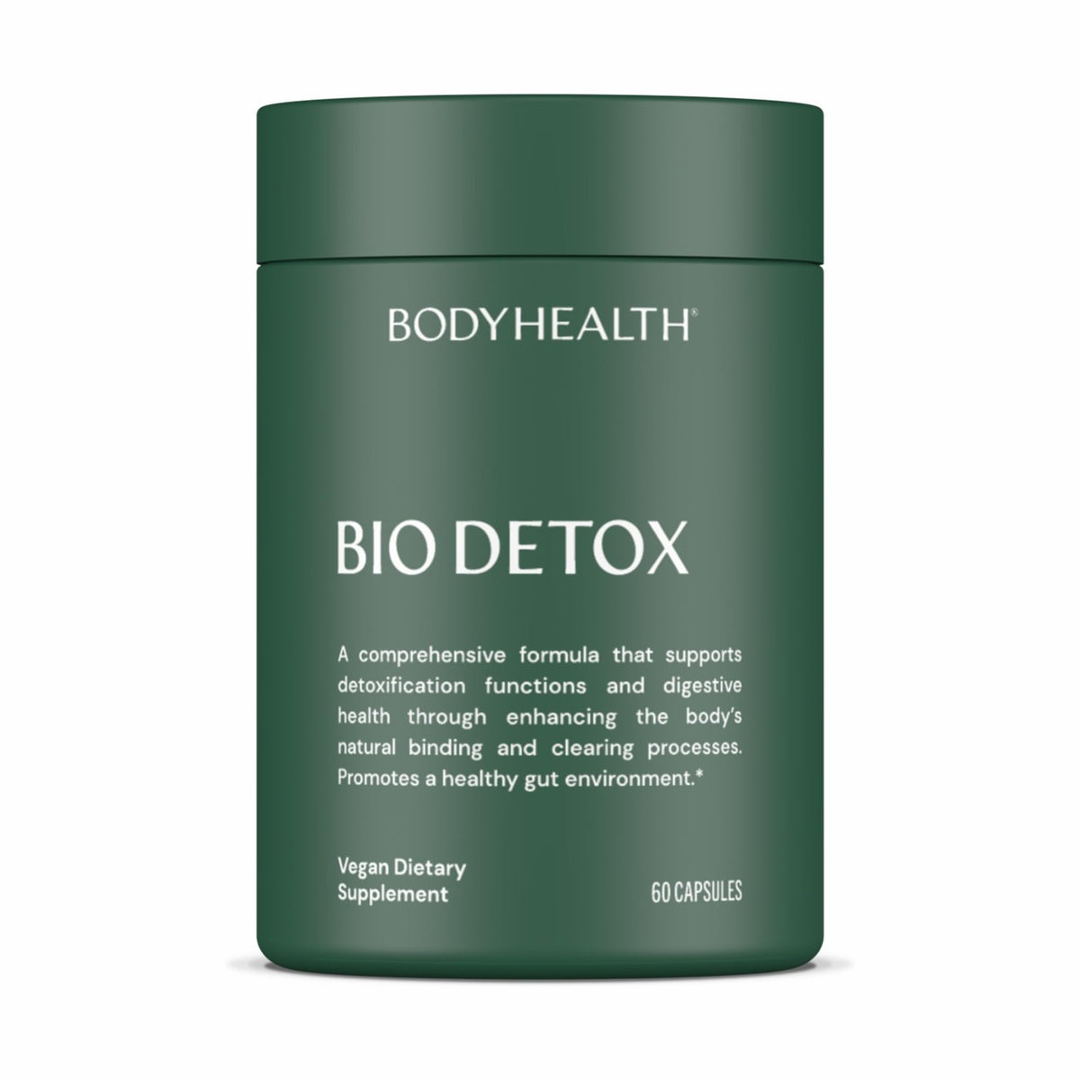 BodyHealth Bio Detox bottle with capsules ready for daily detox support.