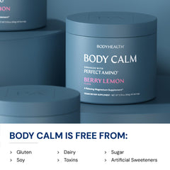 BodyHealth Body Calm back-label close-up with ingredients list.