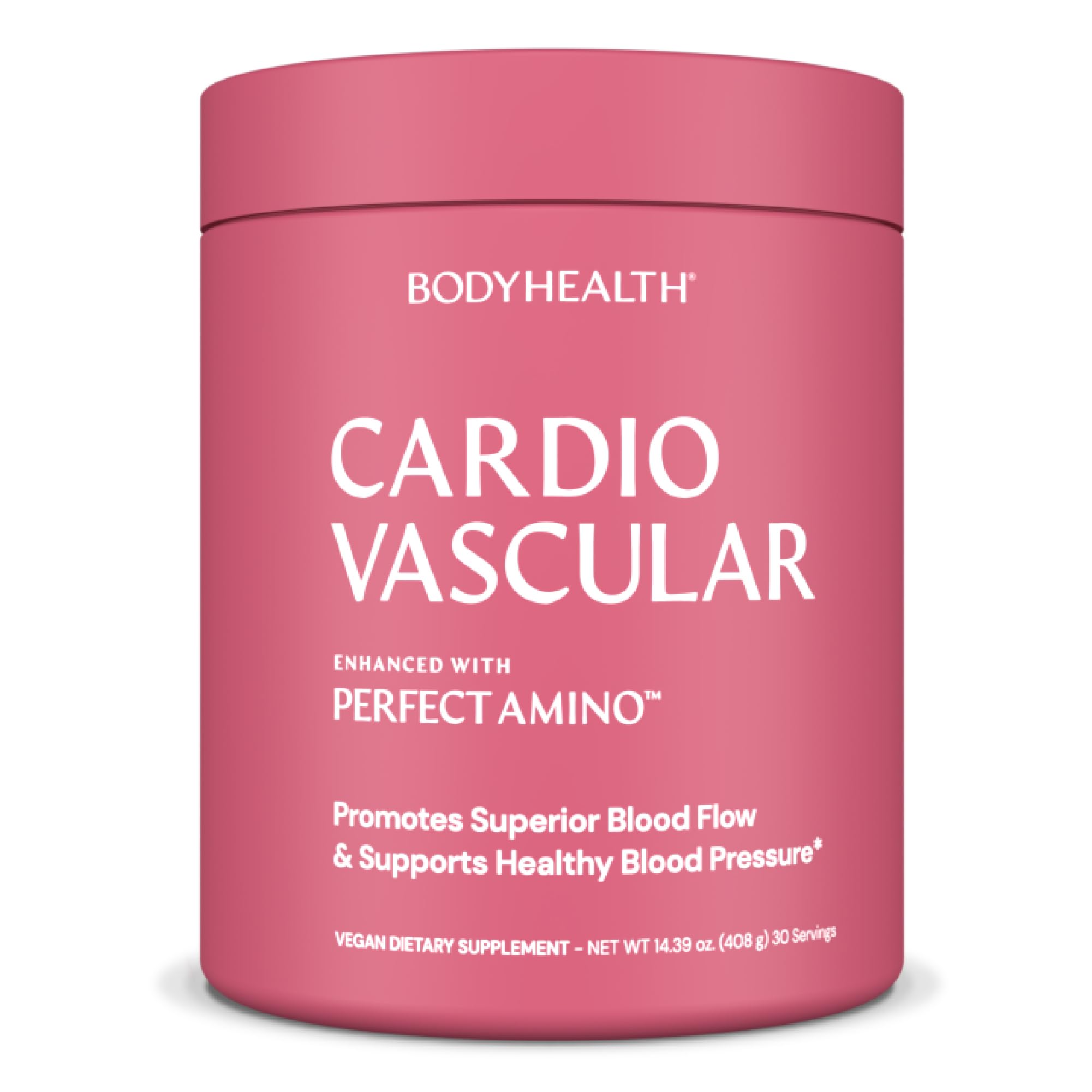 BodyHealth Cardio Vascular bottle closeup highlighting heart health support.