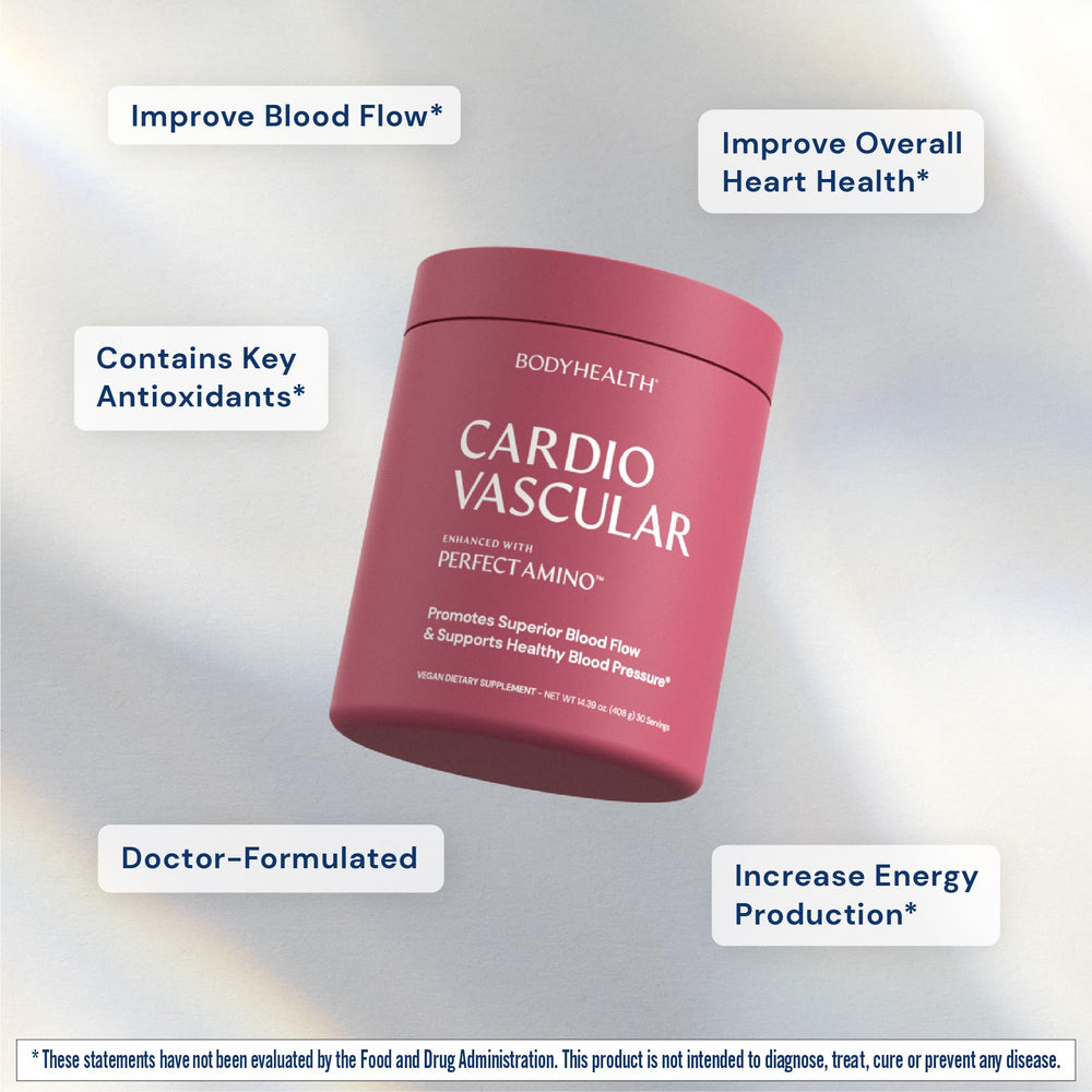 BodyHealth Cardio Vascular ingredients label with CoQ10 and NR.