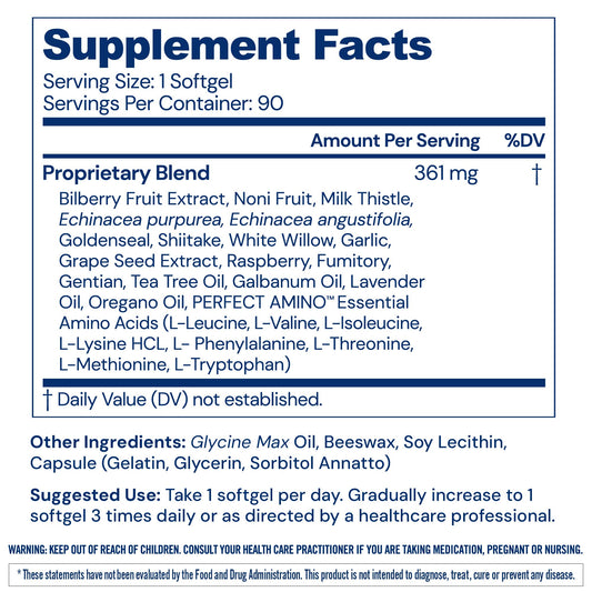 BodyHealth Gut Defense bottle back label highlighting ingredients and usage for digestive balance.