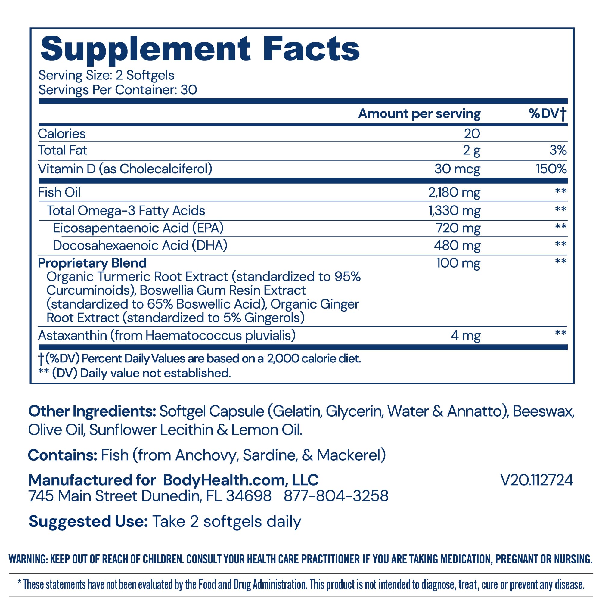 BodyHealth Omega 3 bottle with seal emphasizes purity and quality