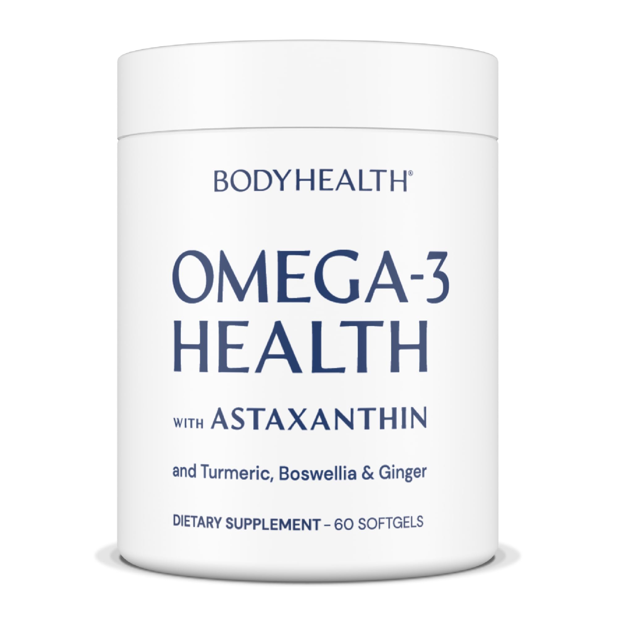 BodyHealth Omega 3 soft gel bottle; supports heart and brain wellness