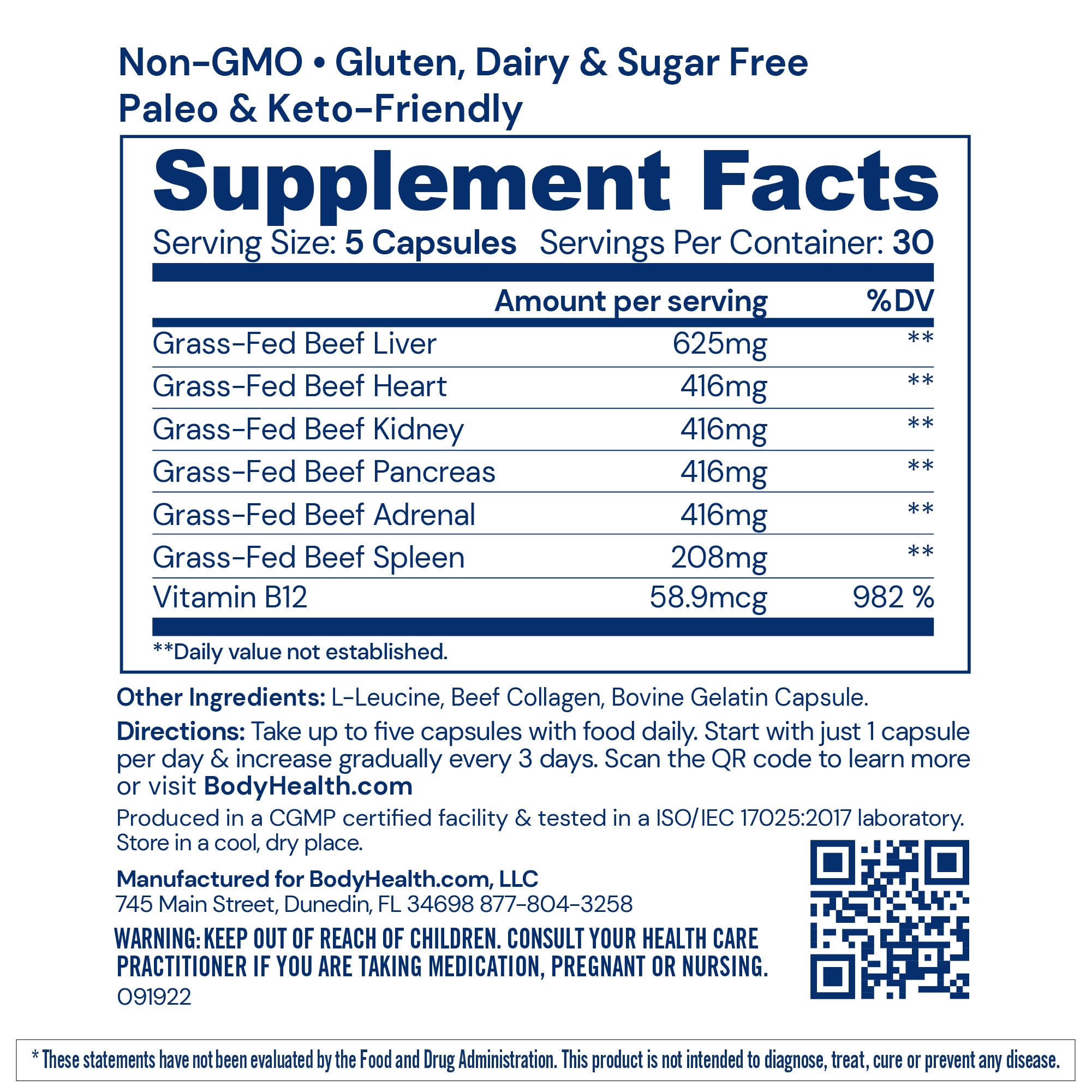 BodyHealth Organ+ grass-fed heart capsule for heart-health nutrition.