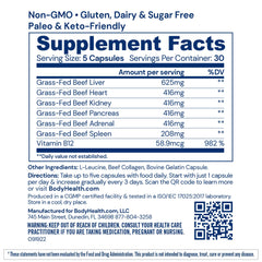 BodyHealth Organ+ grass-fed heart capsule for heart-health nutrition.