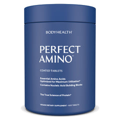BodyHealth PerfectAmino bottle front view for a vegan amino acids supplement.