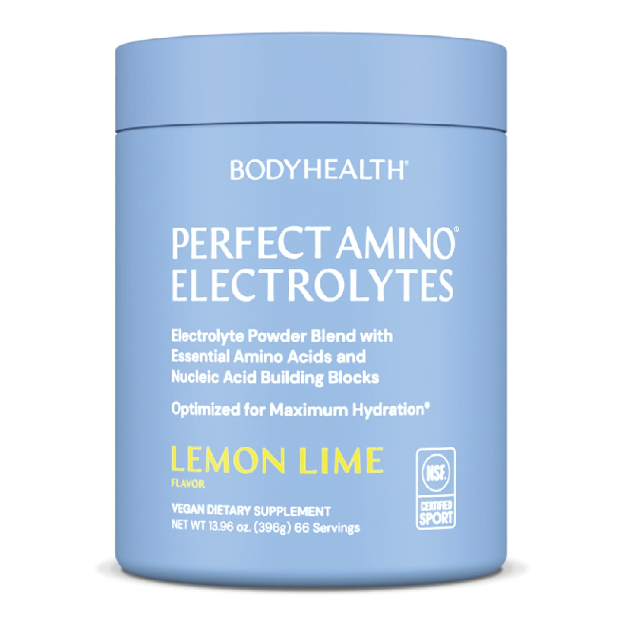 BodyHealth PerfectAmino Electrolytes Lemon Lime bottle for refreshing hydration without sugar