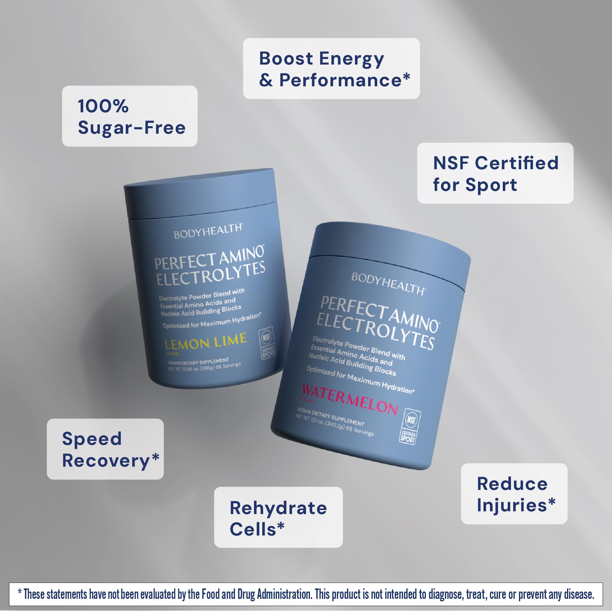 BodyHealth PerfectAmino Electrolytes mixing glass showing easy blending