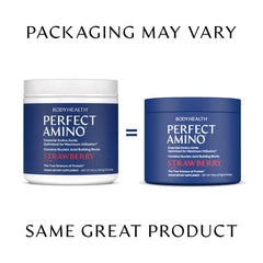 BodyHealth PerfectAmino strawberry flavor glass serve during training