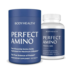 BodyHealth PerfectAmino tablets bottle front offers compact recovery support