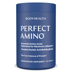 BodyHealth PerfectAmino Tablets bottle front for daily muscle support.