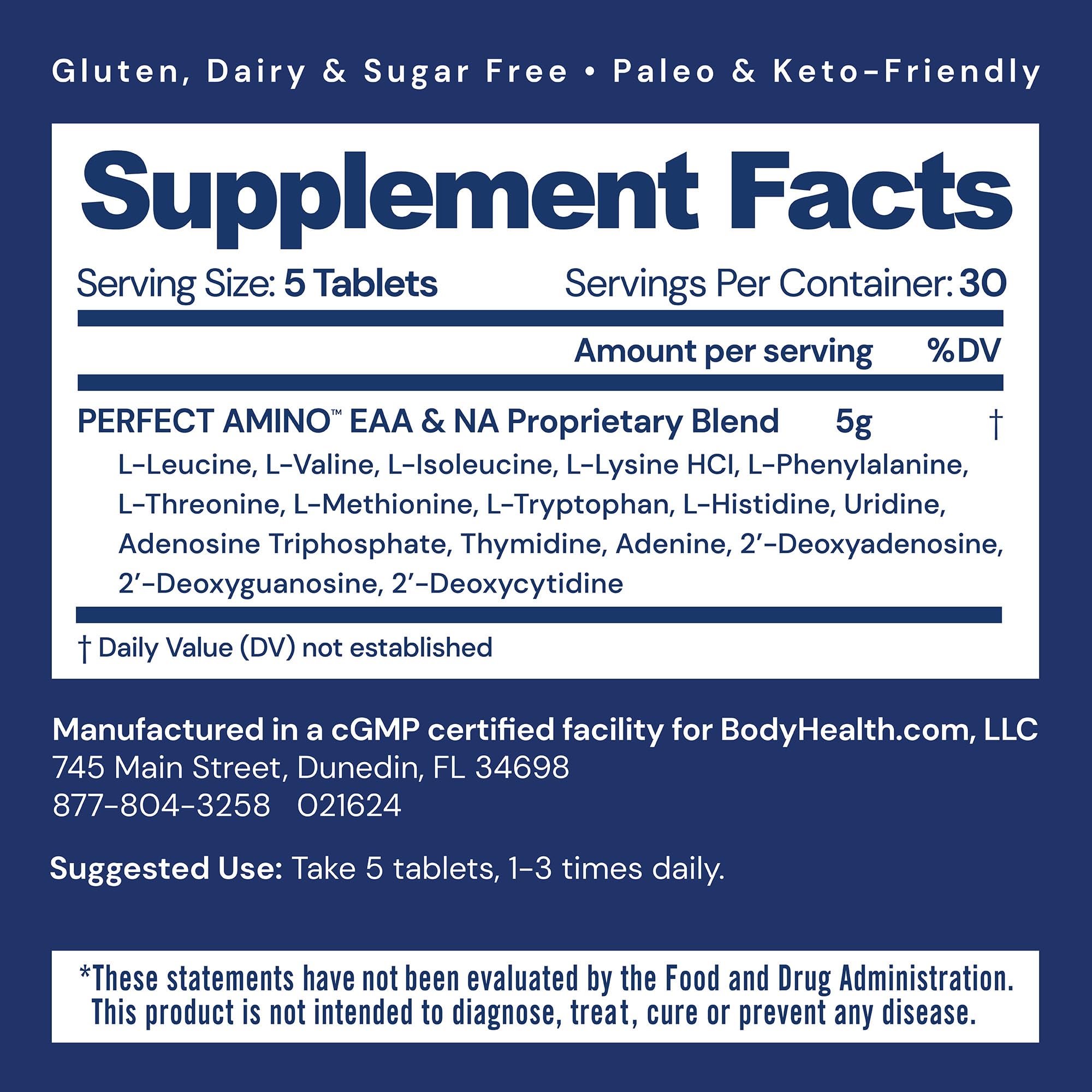 Close-up of BodyHealth PerfectAmino capsules highlighting plant-based amino acids