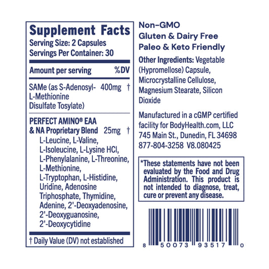 BodyHealth Same 400mg capsule close-up, promotes joint comfort for active days.