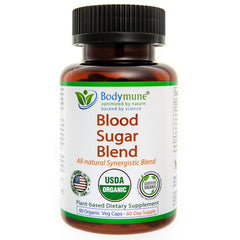 Bodymune Blood Sugar Blend capsules for convenient daily support.