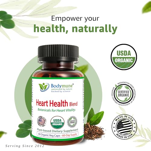 Bodymune Heart Health Blend bottle side highlights easy swallowing and daily routine