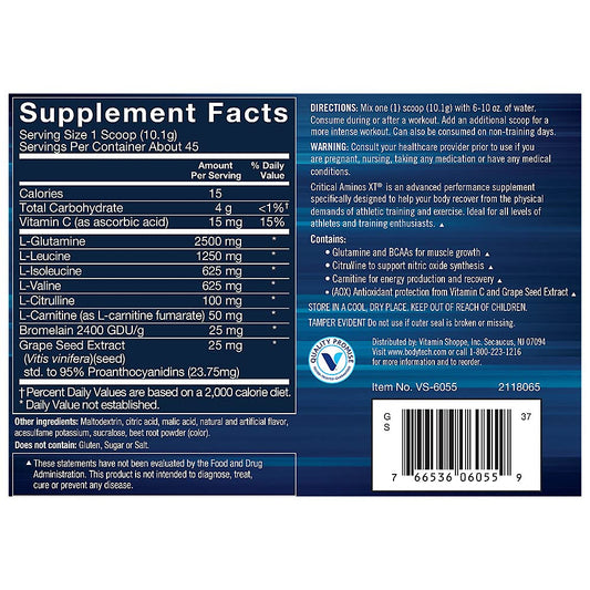 BodyTech Critical Aminos XT powder being scooped for flavor-forward hydration