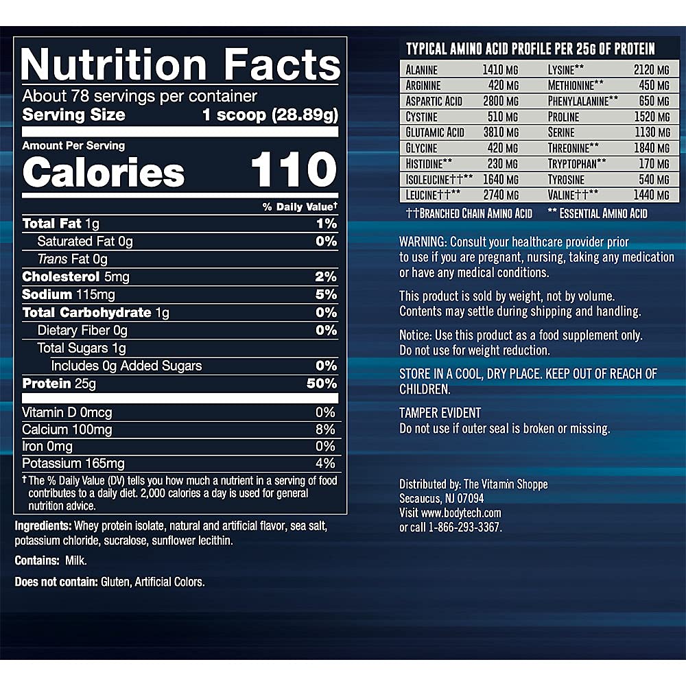 BodyTech Vanilla whey isolate shake pour supporting fast muscle recovery