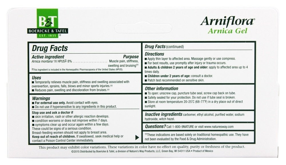 Close up of Arniflora Arnica Gel texture shows quick absorption and light cooling.