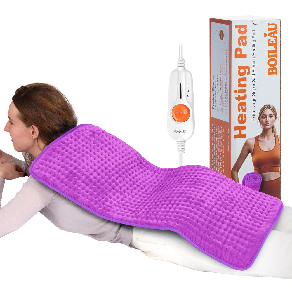 Boileau electric heating pad showing full back coverage for broad warmth