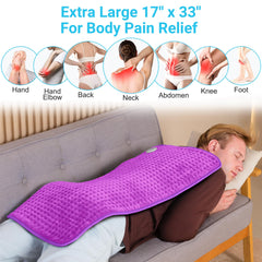 Boileau heating pad in use on back for targeted comfort