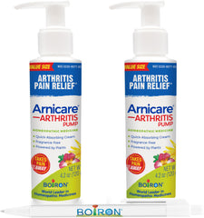 Boiron Arnicare Arthritis Cream pump bottles in a 2-pack for easy joint relief