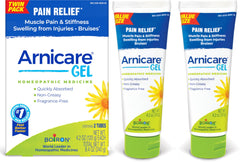 Boiron Arnicare Gel twin pack front view; quick, cooling relief for minor muscle pain.